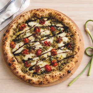 Garlic scape caprese