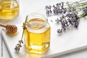 Lavender honey hex jar